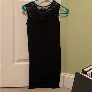 Black Bodycon Lace On Top Dress